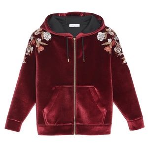 Sandro Ginger Embellished Velvet Hoodie
